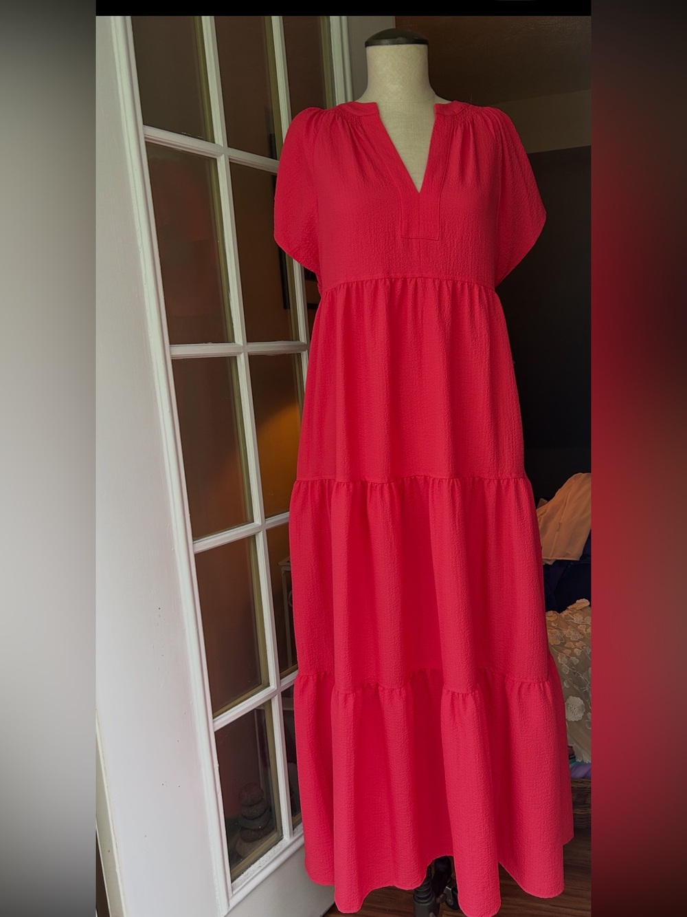 Calvin Klein pink  Tiered Maxi Dress. Sz 6 new with tags. Vacation